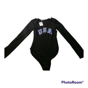 USA BLACK Leotard bodysuit
